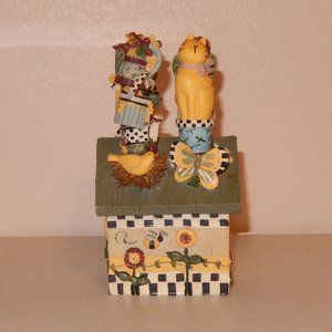 Knife Block Boston Warehouse Birdhouse Garden Angel Cat Frog Spreader Set of 4